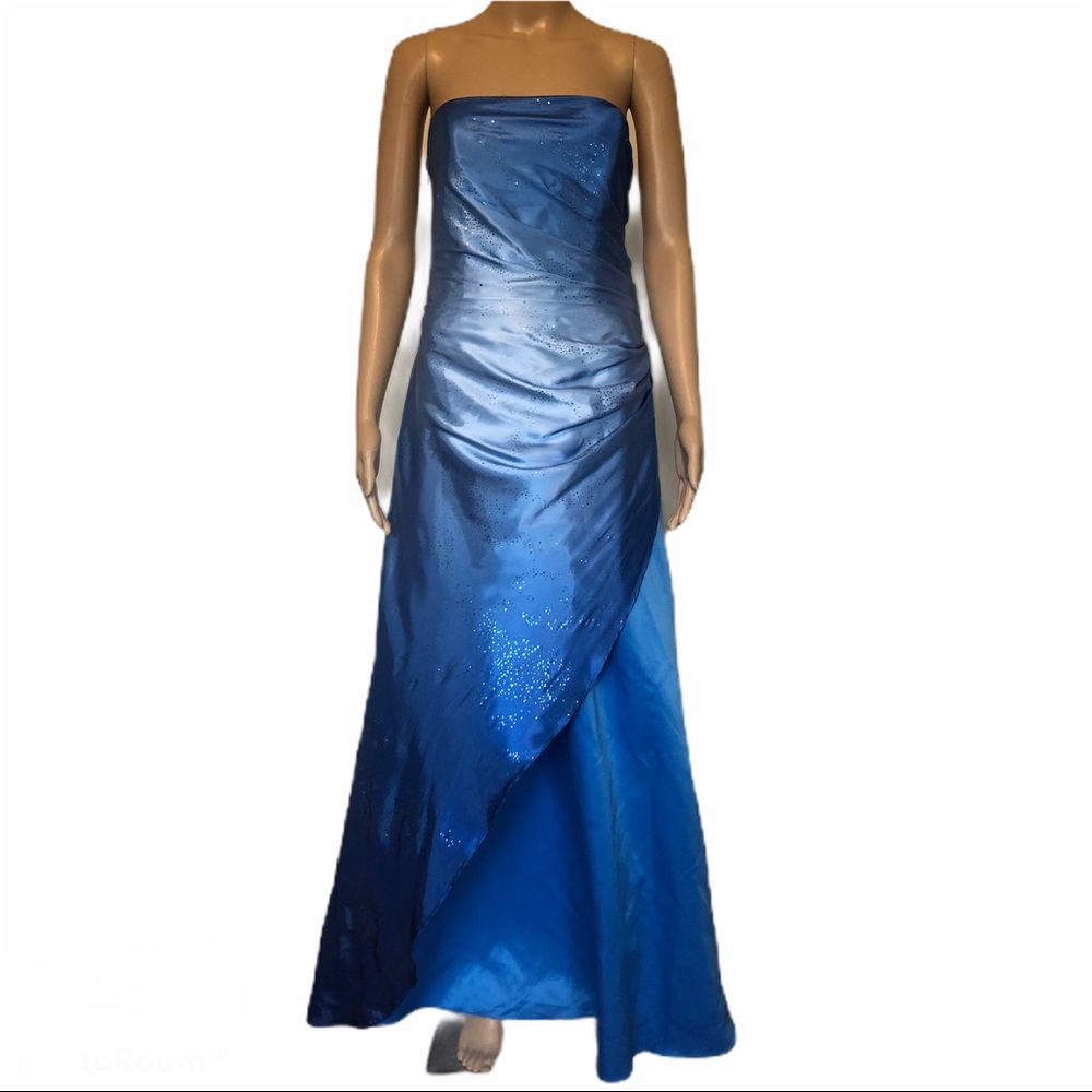 Jump party  blue strapless maxi dress L-425
